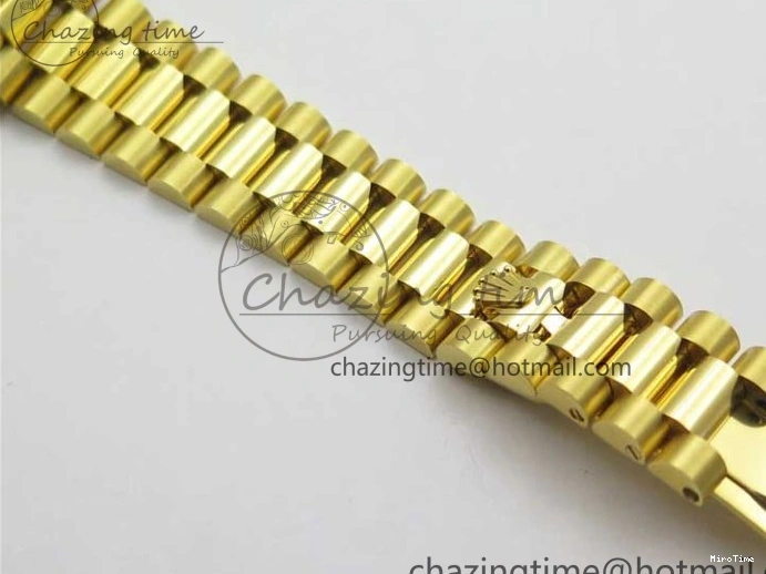 MiroTime 0305 Versatile Daydate 278288 31mm YG EWF Best Edition Green Malachite Dial Crystal Markers on YG President Bracelet ETA 2606